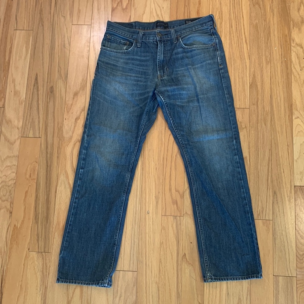 Faded blue jeans